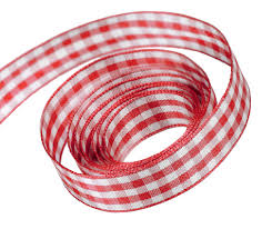 25mm Gingham Ribbon Red - Click Image to Close